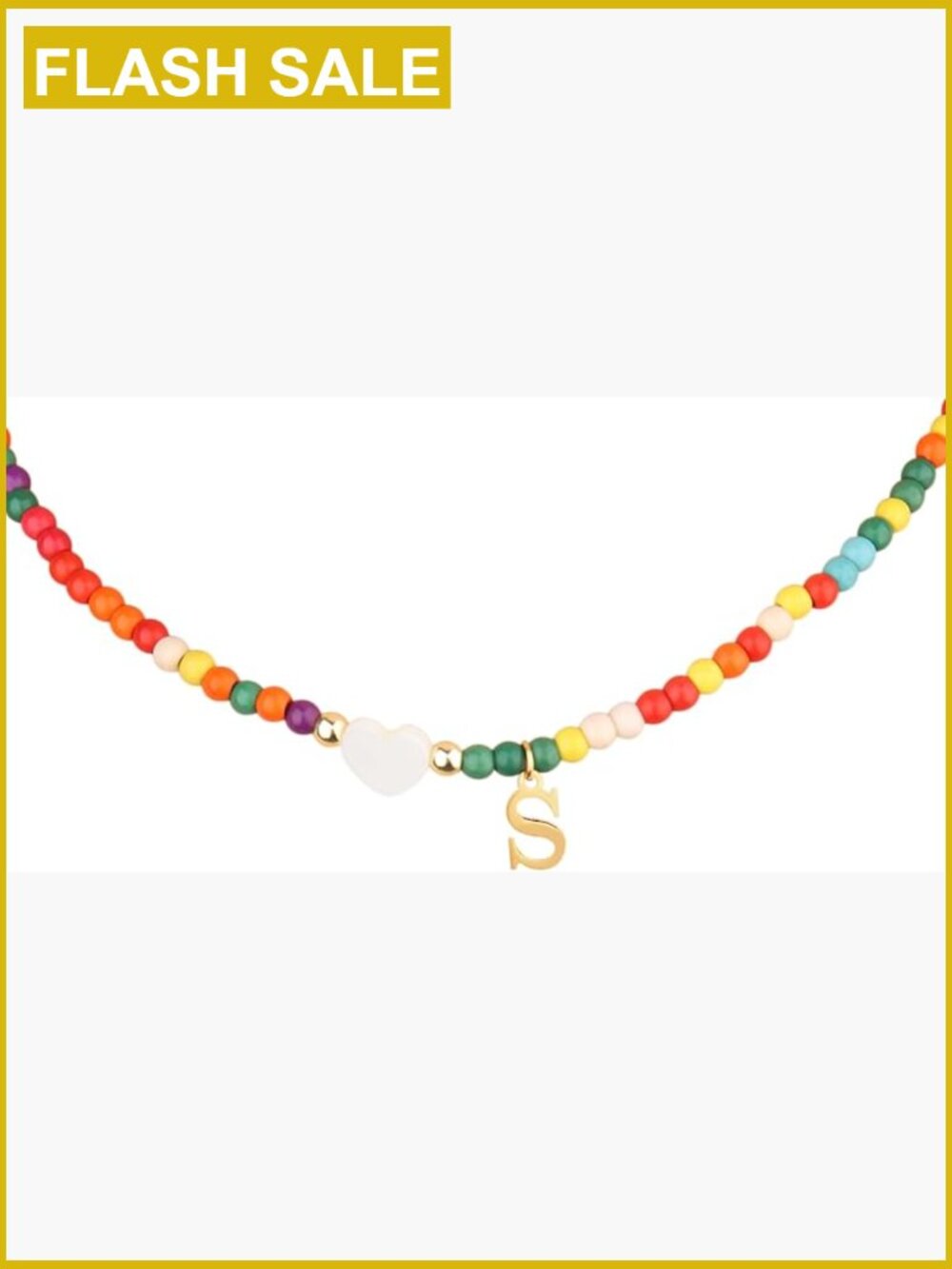 Beaded Initial Pendant Necklace Custom Letter Gold Stainless Steel